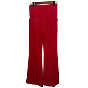 Athleta High Waist Salutation Stash Rib Flare Red Leggings Women’s Small
